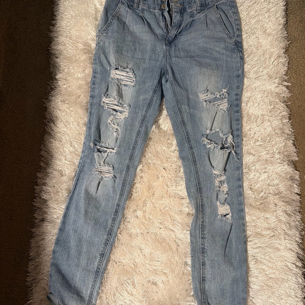 Distressed Blue Jeans